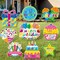 9 Pcs Happy Birthday Yard Signs with Stakes Birthday Lawn Signs Waterproof Outdoor Lawn Sign Balloons Cake Gift Box Outdoor Decor for Party Supplies Outdoor Garden(Colorful)